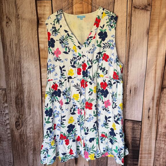 Draper James Dress The Waist Short RSVP Floral NWT 3X Spring Sleeveless Summer - Picture 1 of 8